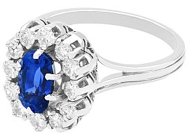 Vintage 2 carat Oval Sapphire and Diamond Ring for Sale