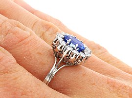 Wearing 2 carat Oval Sapphire and Diamond Ring for Sale