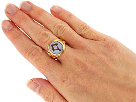 Wearing Image for Masonic Mens Ring in Gold 