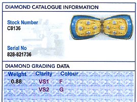 De Vroomen Diamond Earrings with Enamel Grading Card
