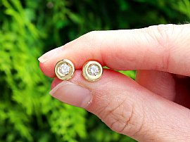 Vintage Single Stone Earrings in Gold Outside