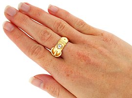Gold Buckle Ring with Diamond Wearing