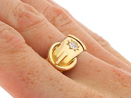 Gold Buckle Ring with Diamond Wearing