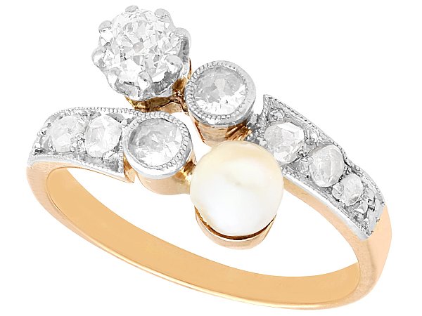 1920s Single Pearl Ring with Diamonds for Sale