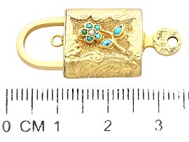 Antique Gold Turquoise Padlock Size