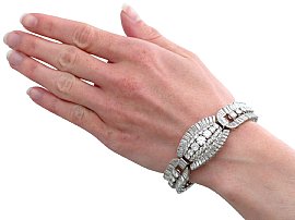 1920s art deco diamond bracelet for sale wearing