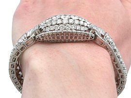 wearing 1920s art deco diamond bracelet for sale