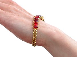 Antique Red Spinel Bracelet for Sale Wearing