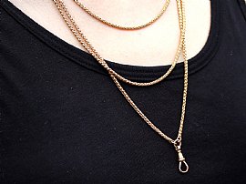 Antique Woven Gold Chain Necklace Wearing