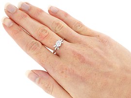 Wearing Image for Round Solitaire with Baguettes in White Gold