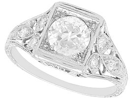 Antique 1.14ct Old Eurpoean Cut Diamond Solitaire Ring in Platinum 