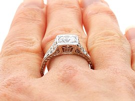 old cut diamond solitaire ring for sale wearing