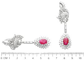 Ruby and Diamond Drop Earrings in Platinum Size 