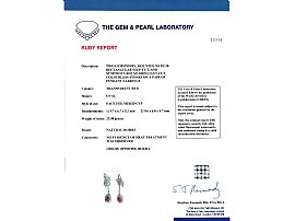 Ruby and Diamond Drop Earrings in Platinum Certificate 