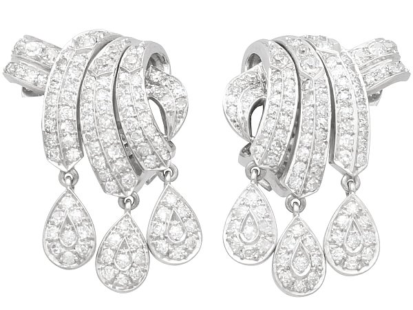 Platinum Diamond Drop Earrings for Sale