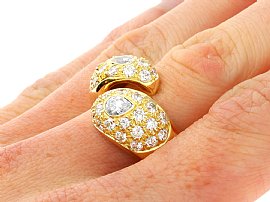 Diamond Snake Ring in 18k Yellow Gold Wearing