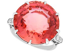Antique 16.41ct Pink Tourmaline and Diamond Engagement Ring in 18ct White Gold