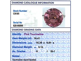 Pink Tourmaline Engagement Ring Grading Card 