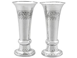Sterling Silver Vases by Liberty & Co Ltd - Arts & Crafts Style - Antique George V; C8191