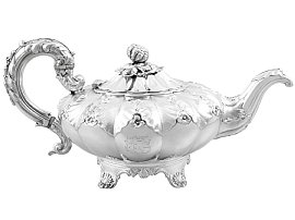 19th Century Sterling Silver Teapot - Antique George IV; C8192