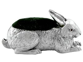 Sterling Silver Rabbit Pin Cushion - Antique Edwardian (1908)