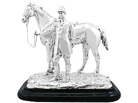 Sterling Silver Horse and Huntsman Table Centrepiece - Antique Victorian (1869); C8211