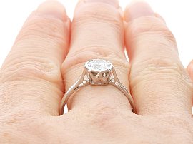 Single Solitaire Diamond Ring in White Gold for Sale Wearing