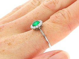 1930s Emerald Ring with Diamonds Wearing 