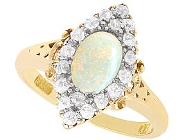 Antique 0.50ct Opal and 0.33ct Diamond, 18ct Yellow Gold Dress Ring