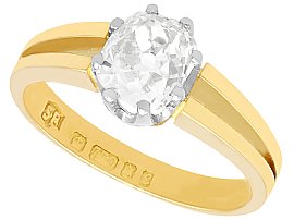 1.02ct Diamond and 18ct Yellow Gold Unisex Solitaire Ring - Antique and Vintage