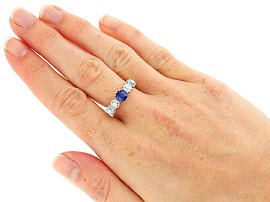 1930s Sapphire and Diamond Ring in Gold Wearing