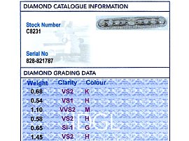 Edwardian Diamond Brooch in Platinum Grading Card
