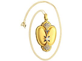 Antique Victorian Gold Locket with Enamel 