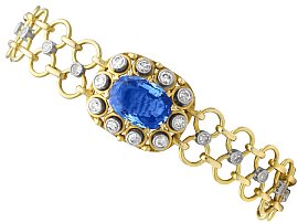 Vintage 5.72ct Sapphire and 1.10ct Diamond, 12ct Yellow Gold Bracelet