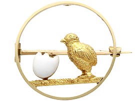 Victorian Chick and Egg Brooch in 15ct Yellow Gold