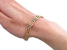 Boxed Gate Bracelet in Yellow Gold Wearing