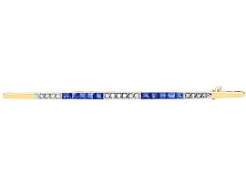 Edwardian 0.40ct Sapphire and 0.19ct Diamond Bar Brooch in 14ct Yellow Gold