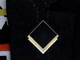 Vintage Black Onyx Brooch in Gold Wearing
