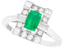 Antique 0.50ct Emerald and Diamond Ring in 18ct White Gold