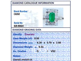 0.50 Carat Emerald Ring with Diamonds Hallmarks