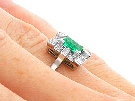 0.50 Carat Emerald Ring with Diamonds Wearing