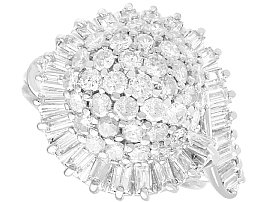 Antique 3.37ct Diamond and 18ct White Gold Cluster Ring