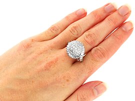 Diamond Cluster Ring with Baguettes Wearing