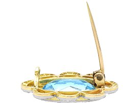 Oval Aquamarine Brooch with Diamonds