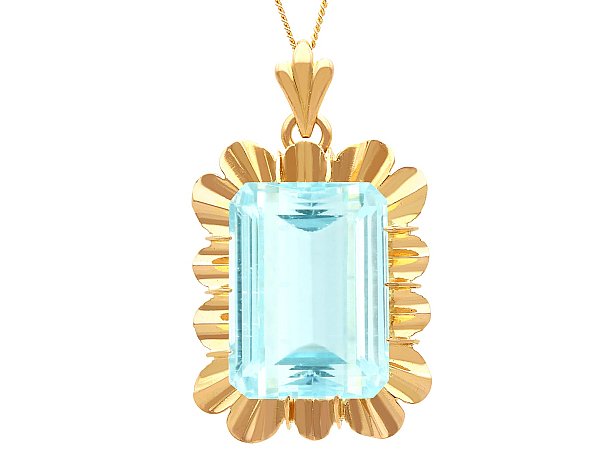 Aquamarine Gold Pendant Necklace UK