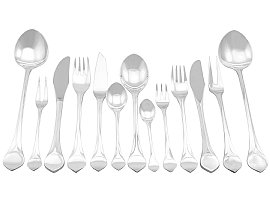 German Sterling Silver Canteen of Cutlery for Twelve Persons - Lotus Pattern