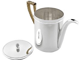 Silver Coffee Pot and Burner Set with Open Lid