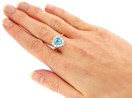 Wearing Heart Shaped Aquamarine Ring on hand