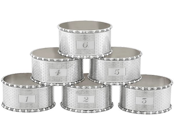Set of 6 Sterling Silver Napkin Rings