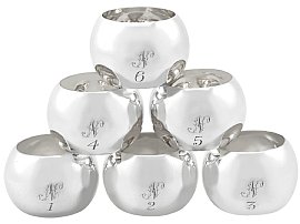 Sterling Silver Numbered Napkin Rings Set of Six - Antique Victorian
